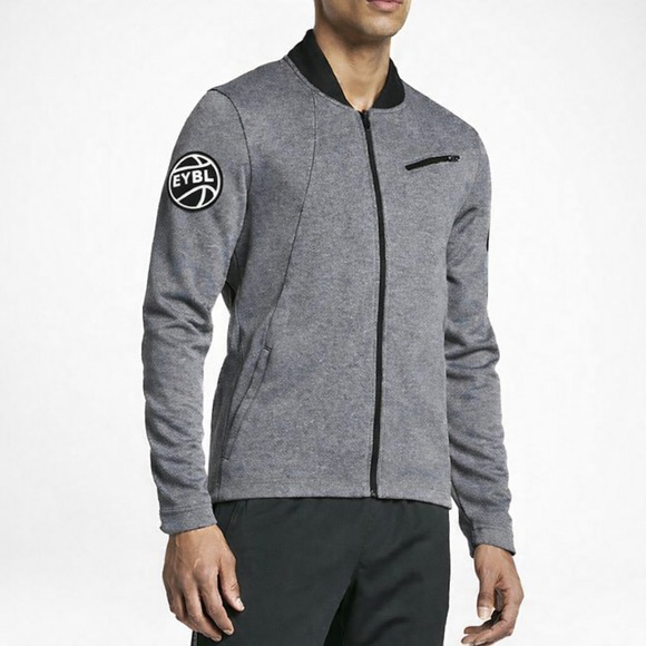 Nike Basketball EYBL Patch Hyper Elite Showtime Jacket Gray Zip Mens XL *Flawed